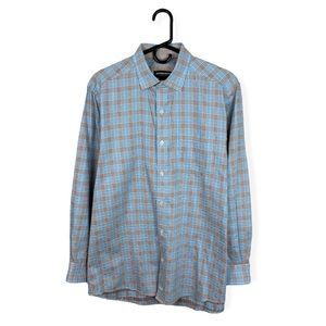 Johnston & Murphy Men's Plaid Button Down Shirt Long Sleeve Size Medium